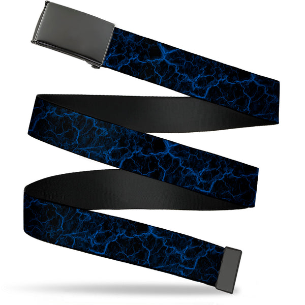 Buckle-Down Web Belt Clasp Buckle - Marble Black/Blue Webbing