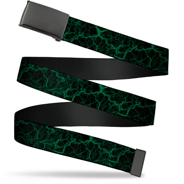 Buckle-Down Web Belt Clasp Buckle - Marble Black/Green Webbing
