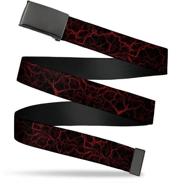 Buckle-Down Web Belt Clasp Buckle - Marble Black/Red Webbing