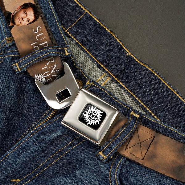 Buckle-Down Winchester Logo Full Color Black White Seatbelt Belt - Dean Sam & Castiel SUPERNATURAL JOIN THE HUNT Webbing