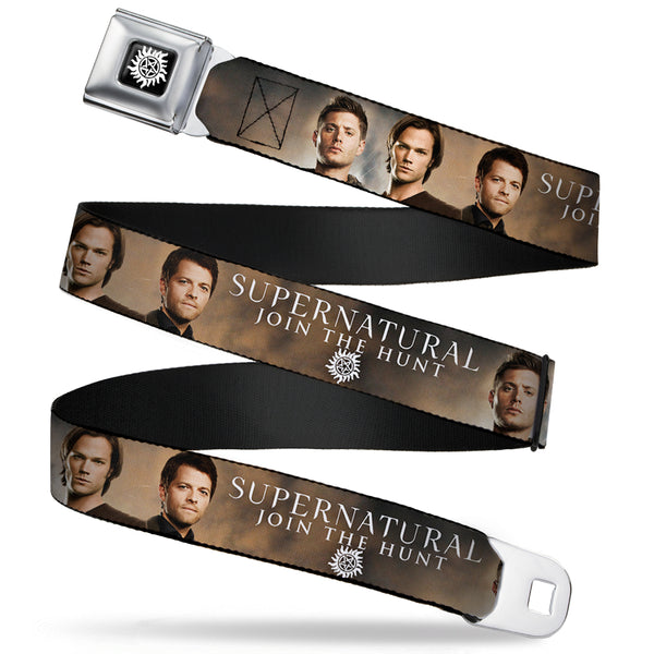 Buckle-Down Winchester Logo Full Color Black White Seatbelt Belt - Dean Sam & Castiel SUPERNATURAL JOIN THE HUNT Webbing