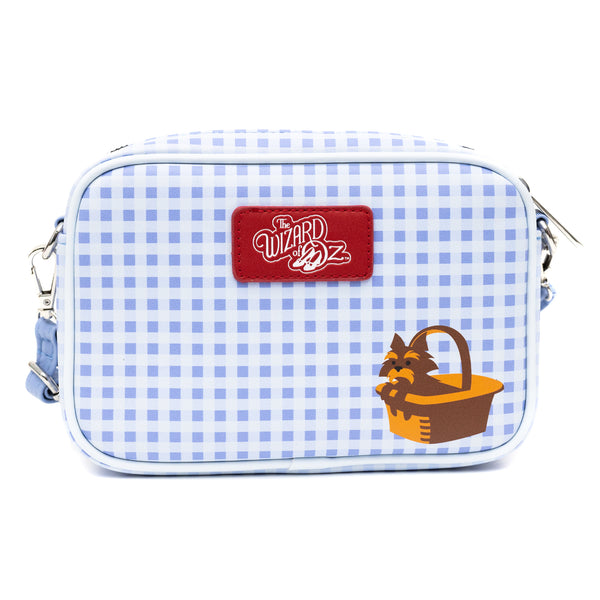 Buckle-Down Wizard Of Oz Bag Cross Body The Wizard Of Oz Dorothy Sequined Ruby Slippers With Toto Pose Blue Vegan Leather