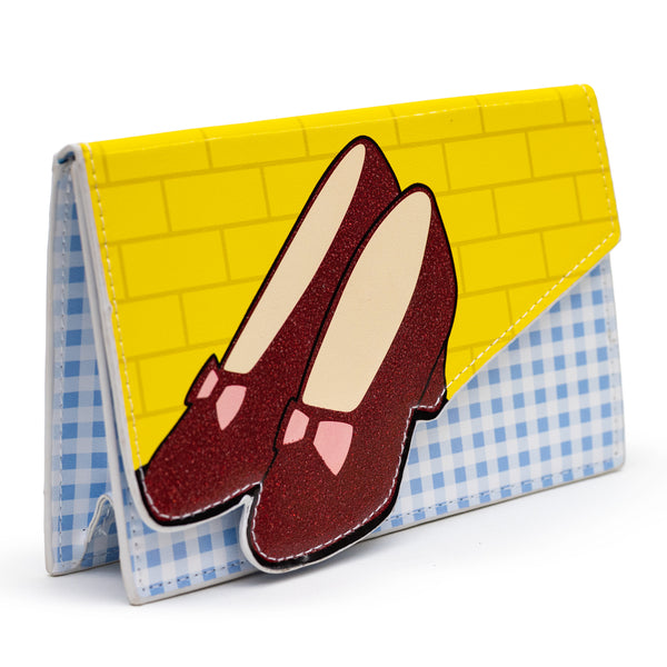 Buckle-Down Wizard Of Oz Wallet Fold Over Dorothys Ruby Slippers With Bricks And Checkers Vegan Leather