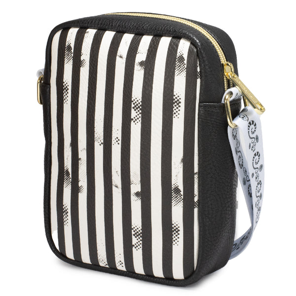 Buckle-Down Women's Crossbody Wallet - Beetlejuice Suit Stripes Black White