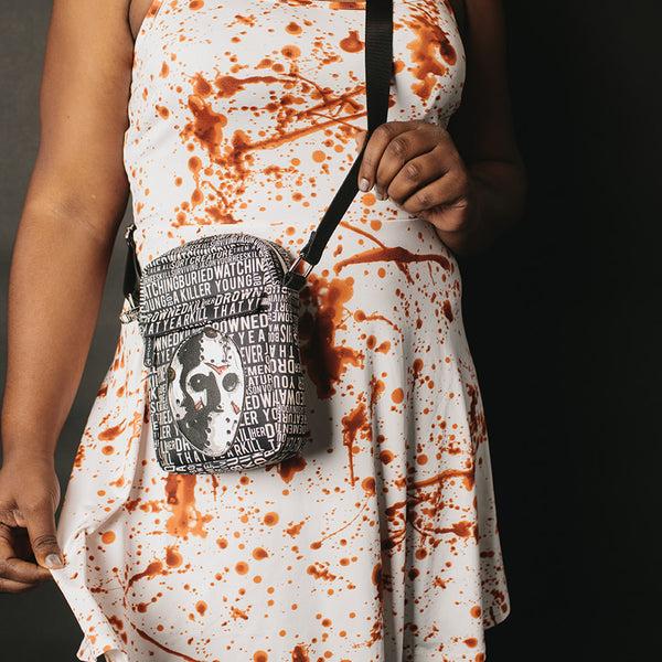 Buckle-Down Women's Crossbody Wallet - Friday The 13th Jason Mask With Quotes Collage