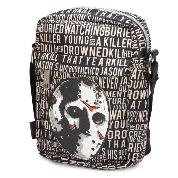 Buckle-Down Women's Crossbody Wallet - Friday the 13th Jason Mask with Quotes Collage