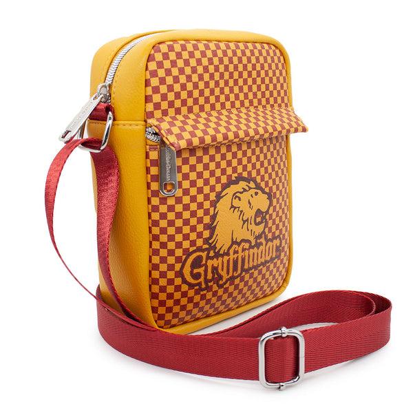 Buckle-Down Women's Crossbody Wallet - Harry Potter GRYFFINDOR Lion Icon Checker Golden Yellow Red