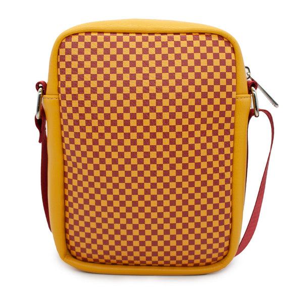 Buckle-Down Women's Crossbody Wallet - Harry Potter GRYFFINDOR Lion Icon Checker Golden Yellow Red
