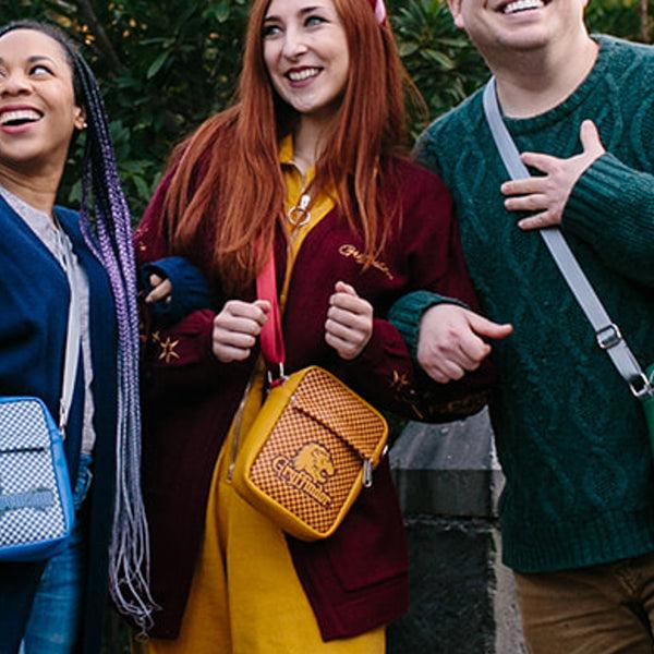 Buckle-Down Women's Crossbody Wallet - Harry Potter GRYFFINDOR Lion Icon Checker Golden Yellow Red