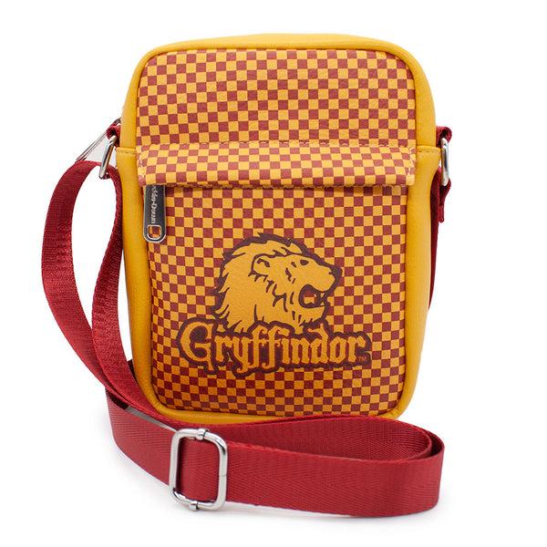 Buckle-Down Women's Crossbody Wallet - Harry Potter GRYFFINDOR Lion Icon Checker Golden Yellow Red