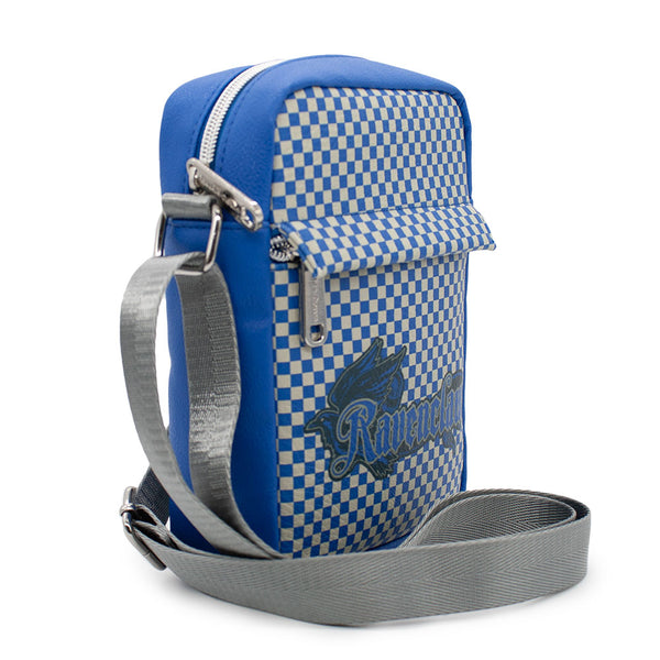 Buckle-Down Women's Crossbody Wallet - Harry Potter RAVENCLAW Eagle Icon Checker Blue Gray