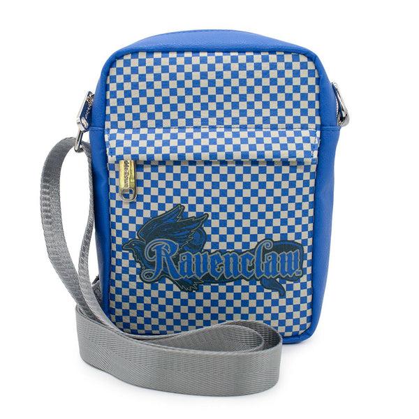 Buckle-Down Women's Crossbody Wallet - Harry Potter RAVENCLAW Eagle Icon Checker Blue Gray