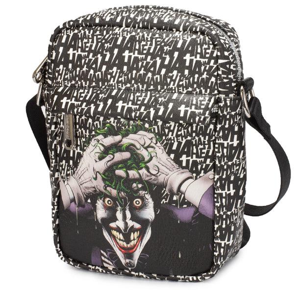 Buckle-Down Women's Crossbody Wallet - Joker The Killing Joke Holding Head Pose HAHAHA White Black