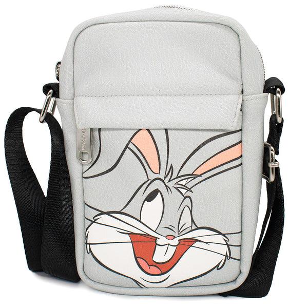 Buckle-Down Women's Crossbody Wallet - Looney Tunes Bugs Bunny Winking Face Gray