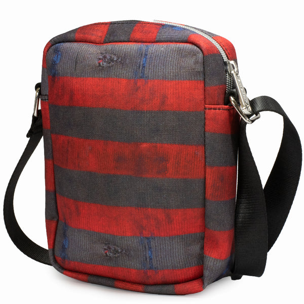 Buckle-Down Women's Crossbody Wallet - Nightmare On Elm Street Freddy Krueger Stripes NEVER SLEEP AGAIN Red Grays