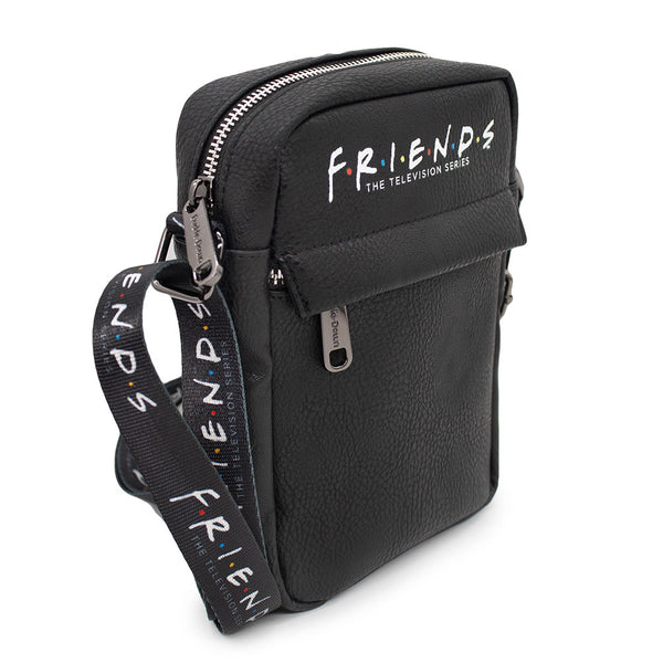 Buckle-Down Women's Crossbody Wallet PU - FRIENDS Logo Black White Multi Color