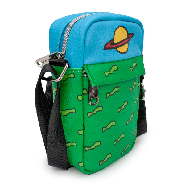 Buckle-Down Women's Crossbody Wallet - Rugrats Chuckie Bounding Saturn Shirt And Green Short Waves