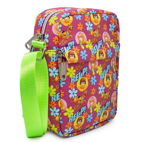 Buckle-Down Women's Crossbody Wallet - Scooby Doo RELP Flowers With Daphne And Velma Collage Pink
