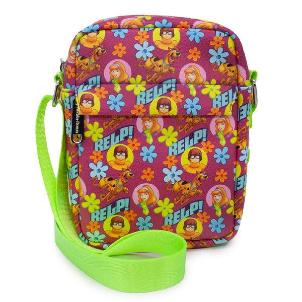 Buckle-Down Women's Crossbody Wallet - Scooby Doo RELP Flowers with Daphne and Velma Collage Pink