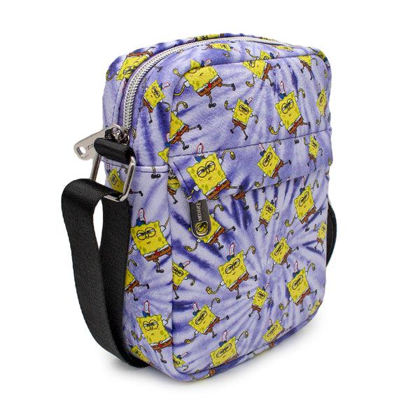 Buckle-Down Women's Crossbody Wallet - SpongeBob Dancing Pose Scattered Tie Dye Purples