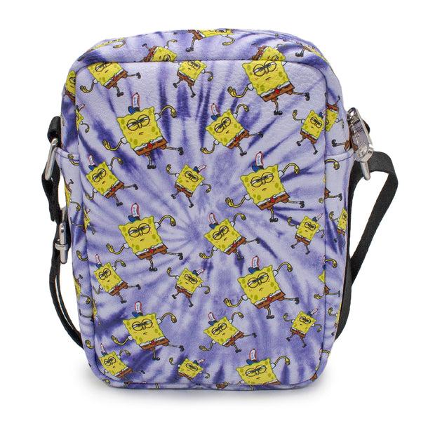 Buckle-Down Women's Crossbody Wallet - SpongeBob Dancing Pose Scattered Tie Dye Purples
