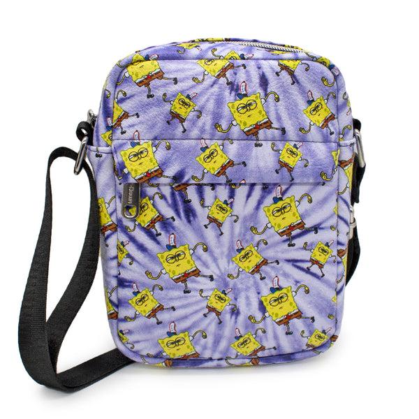 Buckle-Down Women's Crossbody Wallet - SpongeBob Dancing Pose Scattered Tie Dye Purples