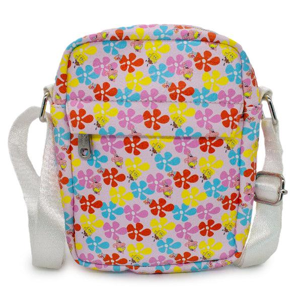 Buckle-Down Women's Crossbody Wallet - SpongeBob SquarePants and Friends Flower Collage Pink Multi Color