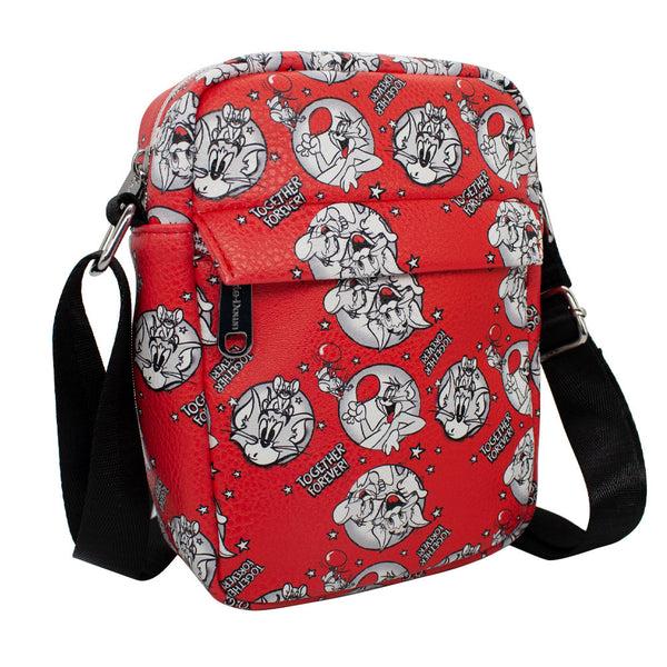 Buckle-Down Women's Crossbody Wallet - Tom And Jerry TOGETHER FOREVER Poses Red