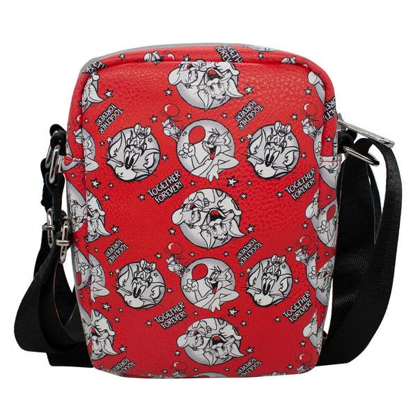 Buckle-Down Women's Crossbody Wallet - Tom And Jerry TOGETHER FOREVER Poses Red