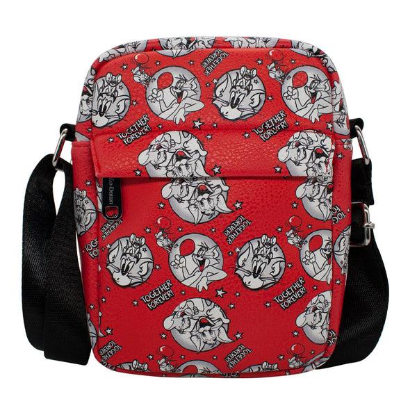Buckle-Down Women's Crossbody Wallet - Tom and Jerry TOGETHER FOREVER Poses Red