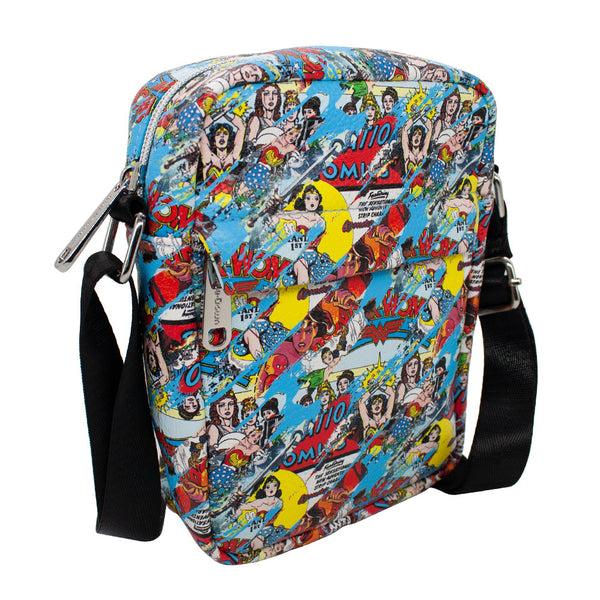 Buckle-Down Women's Crossbody Wallet - Wonder Woman Comics Scenes Through The Years Stacked