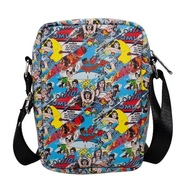 Buckle-Down Women's Crossbody Wallet - Wonder Woman Comics Scenes Through The Years Stacked
