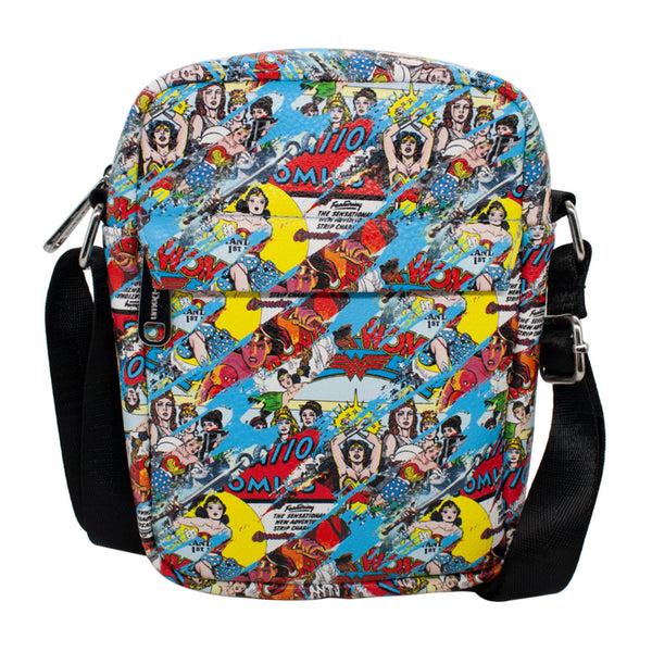 Buckle-Down Women's Crossbody Wallet - Wonder Woman Comics Scenes Through the Years Stacked