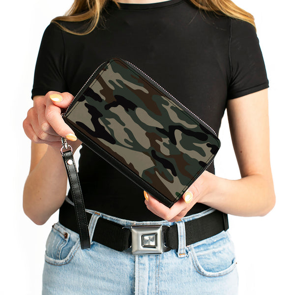 Buckle-Down Women's PU Zip Around Wallet Rectangle - Camo Olive2