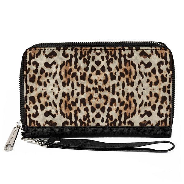 Buckle-Down Women's PU Zip Around Wallet Rectangle - Cheetah Print Tan Browns