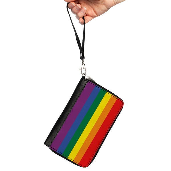 Buckle-Down Women's PU Zip Around Wallet Rectangle - Flag Pride Rainbow
