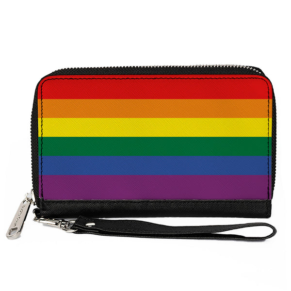 Buckle-Down Women's PU Zip Around Wallet Rectangle - Flag Pride Rainbow