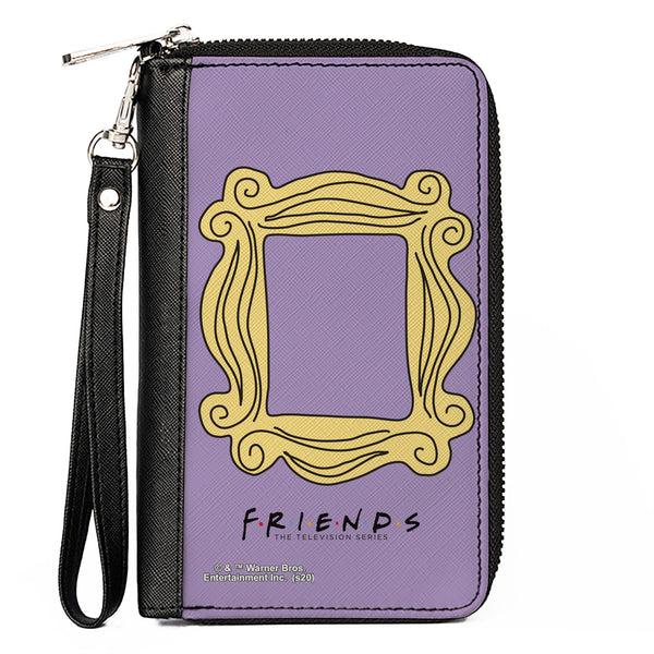 Buckle-Down Women's PU Zip Around Wallet Rectangle - Friends Monica's Peephole Frame Lavender Yellow