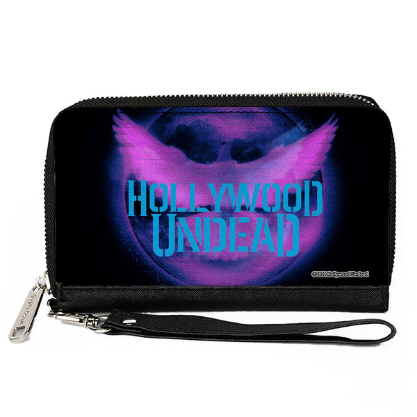 Buckle-Down Women's PU Zip Around Wallet Rectangle - HOLLYWOOD UNDEAD Dove TV Fuzz Black Pinks Blues