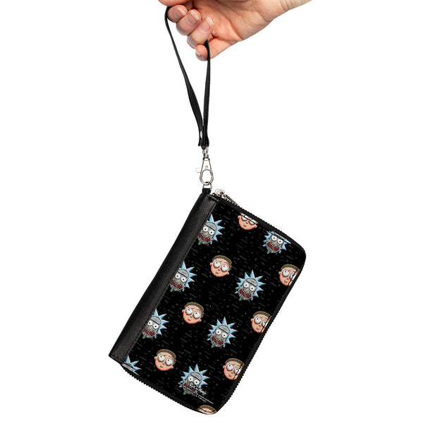 Buckle-Down Women's PU Zip Around Wallet Rectangle - Rick And Morty Pixelverse Expressions In Space