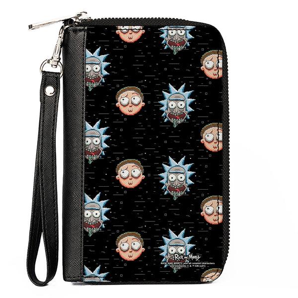 Buckle-Down Women's PU Zip Around Wallet Rectangle - Rick and Morty Pixelverse Expressions in Space