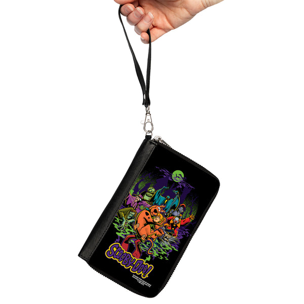 Buckle-Down Women's PU Zip Around Wallet Rectangle - SCOOBY-DOO Shaggy Carrying Scooby-Doo With Monsters Pose