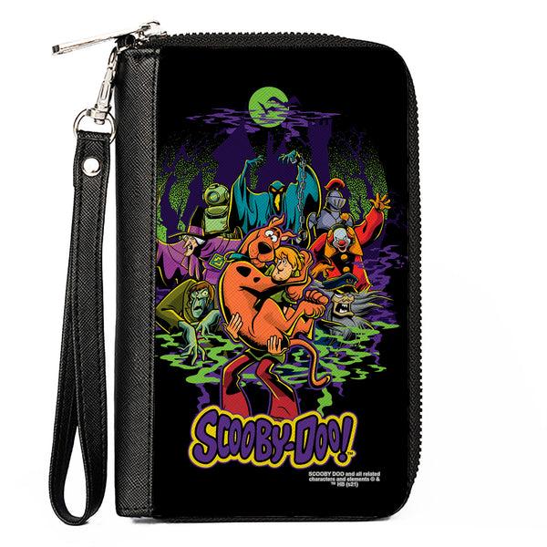 Buckle-Down Women's PU Zip Around Wallet Rectangle - SCOOBY-DOO Shaggy Carrying Scooby-Doo with Monsters Pose
