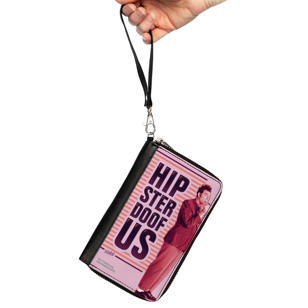 Buckle-Down Women's PU Zip Around Wallet Rectangle - Seinfeld Cosmo Kramer HIPSTER DOOFUS Stripes Pose Pinks Purple