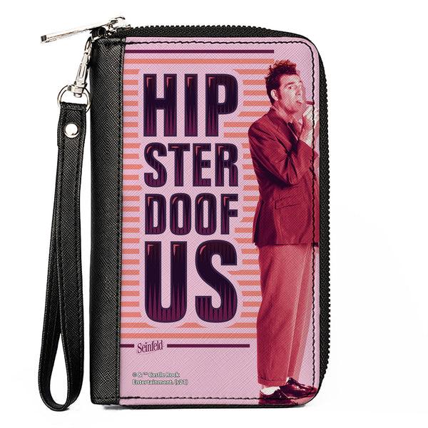Buckle-Down Women's PU Zip Around Wallet Rectangle - Seinfeld Cosmo Kramer HIPSTER DOOFUS Stripes Pose Pinks Purple