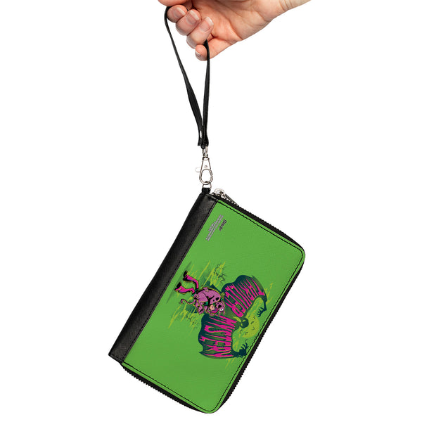 Buckle-Down Women's PU Zip Around Wallet Rectangle - Shaggy Carrying Scooby-Doo THRILLER MYSTERY Ghost Greens