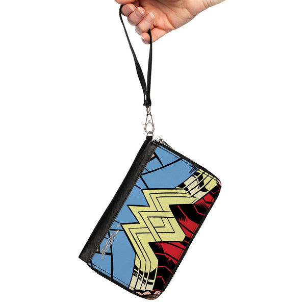 Buckle-Down Women's PU Zip Around Wallet Rectangle - Wonder Woman 1984 WW Belt Logo CLOSE-UP