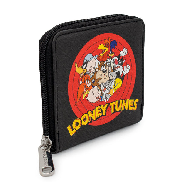Buckle-Down Women's Zip Around Wallet Square - LOONEY TUNES 10-Character Bullseye Logo
