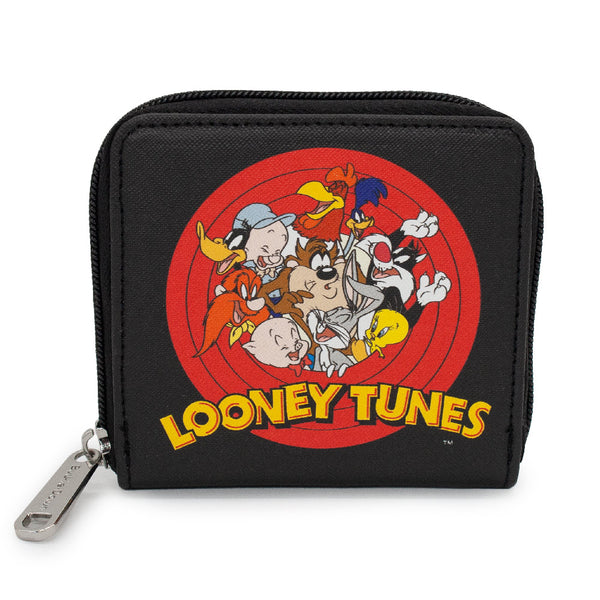 Buckle-Down Women's Zip Around Wallet Square - LOONEY TUNES 10-Character Bullseye Logo