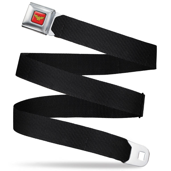 Buckle-Down Wonder Woman Logo Full Color Red Seatbelt Belt - Black Webbing Buckle-Down Wonder Woman Logo Full Color Red Seatbelt Belt - Black Webbing